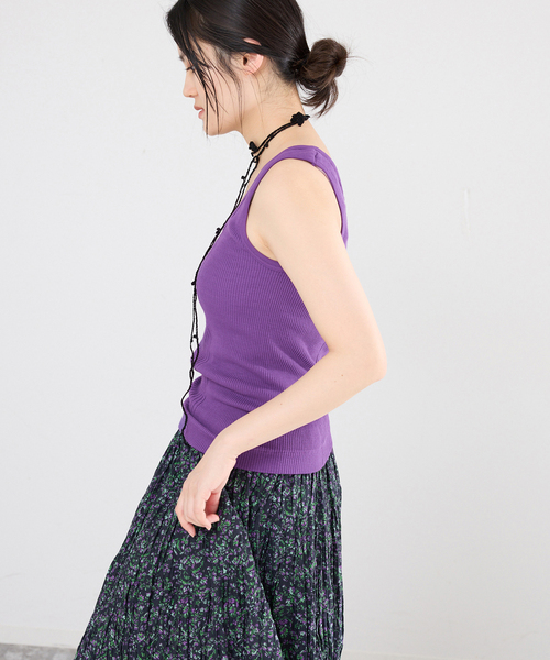 IENA(イエナ)の「PURE SUGAR/ピュア シュガー Debardeur MALAWI タンクトップ(タンクトップ・レディース・ブラック系その他/ホワイト/パープル・FREE)」の4枚目の写真