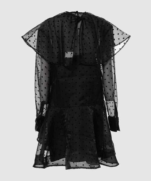 GANNI(ガニー)の「Flocked Organza Mini Dress(ワンピース・レディース・ブラック・36/38)」の2枚目の写真