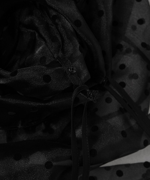 GANNI(ガニー)の「Flocked Organza Mini Dress(ワンピース・レディース・ブラック・36/38)」の7枚目の写真