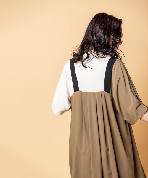 OSMOSIS(オズモーシス)の「バイカラータックワンピース(ワンピース・レディース・アイボリー/ブラック/ピンク・ONE SIZE)」の8枚目の写真