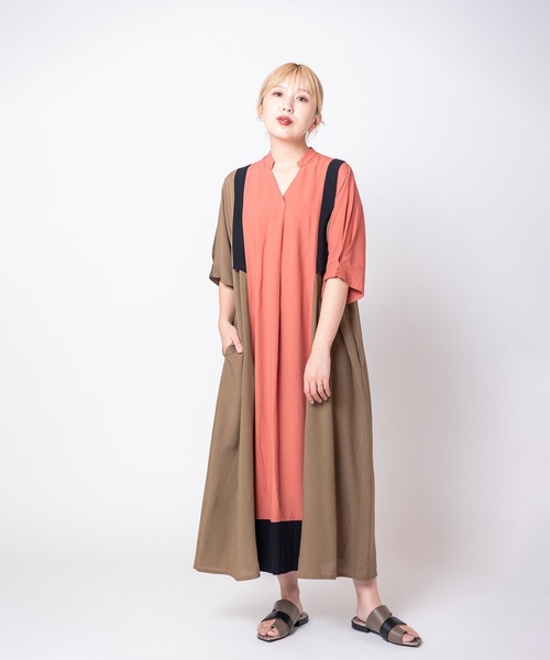 OSMOSIS(オズモーシス)の「バイカラータックワンピース(ワンピース・レディース・アイボリー/ブラック/ピンク・ONE SIZE)」の16枚目の写真
