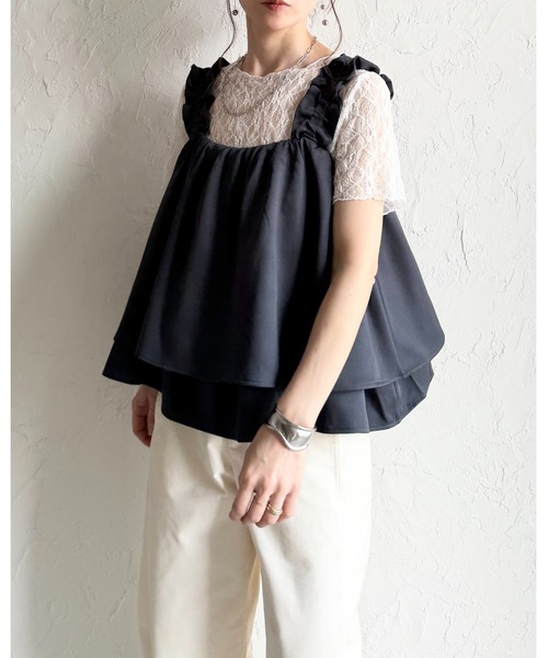 She's Closet(シーズクローゼット)の「肩フリル ギャザー レイヤード キャミソールビスチェ(ベスト・レディース・チャコールグレー/ブラック/ブラウン・FREE)」の6枚目の写真