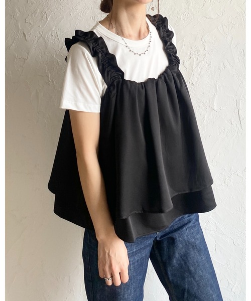 She's Closet(シーズクローゼット)の「肩フリル ギャザー レイヤード キャミソールビスチェ(ベスト・レディース・チャコールグレー/ブラック/ブラウン・FREE)」の8枚目の写真