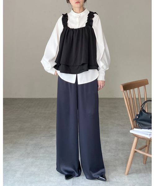 She's Closet(シーズクローゼット)の「肩フリル ギャザー レイヤード キャミソールビスチェ(ベスト・レディース・チャコールグレー/ブラック/ブラウン・FREE)」の14枚目の写真