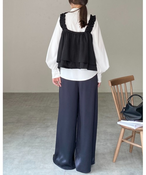 She's Closet(シーズクローゼット)の「肩フリル ギャザー レイヤード キャミソールビスチェ(ベスト・レディース・チャコールグレー/ブラック/ブラウン・FREE)」の16枚目の写真