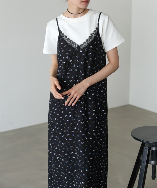 Bab(バブ)の「【サイズ展開あり】リトルフラワーレースキャミソールワンピース(ワンピース・レディース・アイボリー/ブラック/ライトグレー・M/S)」の1枚目の写真