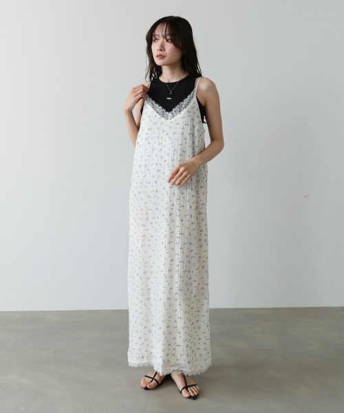 Bab(バブ)の「【サイズ展開あり】リトルフラワーレースキャミソールワンピース(ワンピース・レディース・アイボリー/ブラック/ライトグレー・M/S)」の12枚目の写真