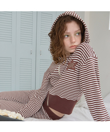 STRIPE STAR HOOD ZIP-UP_BROWN