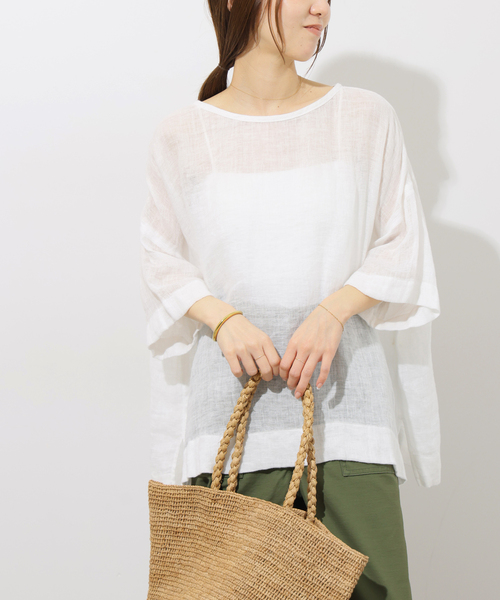 JOURNAL STANDARD relume(ジャーナルスタンダード レリューム)の「リネンガーゼハーフスリーブビッグプルオーバー(シャツ/ブラウス・レディース・ブラック/ブラウン/ホワイト・FREE)」の15枚目の写真