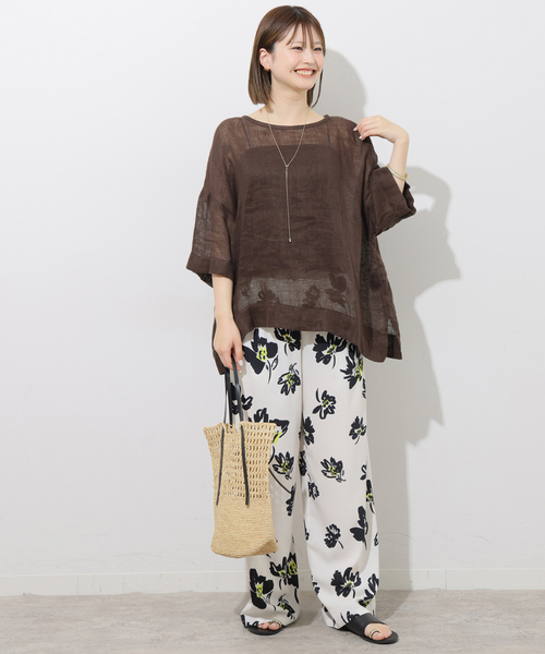 JOURNAL STANDARD relume(ジャーナルスタンダード レリューム)の「リネンガーゼハーフスリーブビッグプルオーバー(シャツ/ブラウス・レディース・ブラック/ブラウン/ホワイト・FREE)」の18枚目の写真