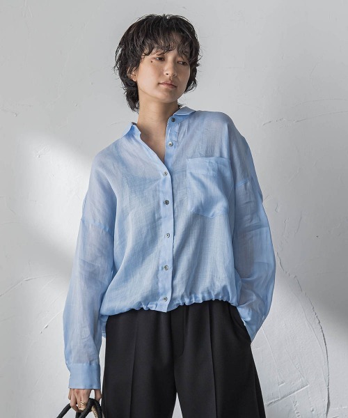 MAYSON GREY(メイソングレイ)の「ラスターラミーカルゼバックドロストヘムシャツ(シャツ/ブラウス・レディース・ブラウン/ホワイト/オレンジ/ブルー・M)」の4枚目の写真