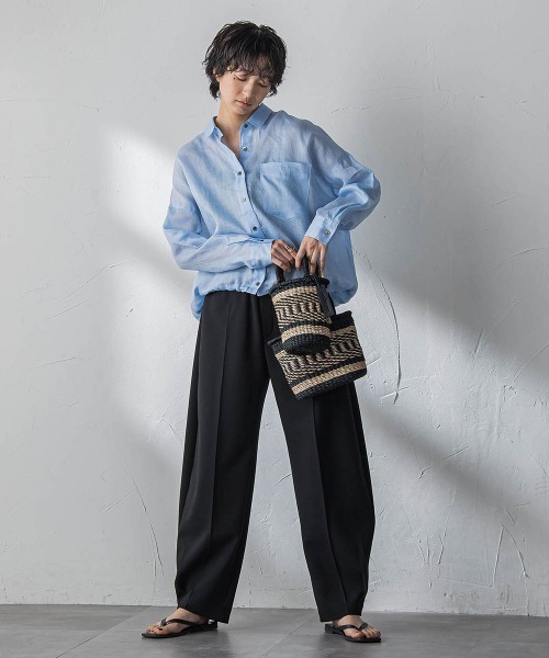 MAYSON GREY(メイソングレイ)の「ラスターラミーカルゼバックドロストヘムシャツ(シャツ/ブラウス・レディース・ブラウン/ホワイト/オレンジ/ブルー・M)」の9枚目の写真