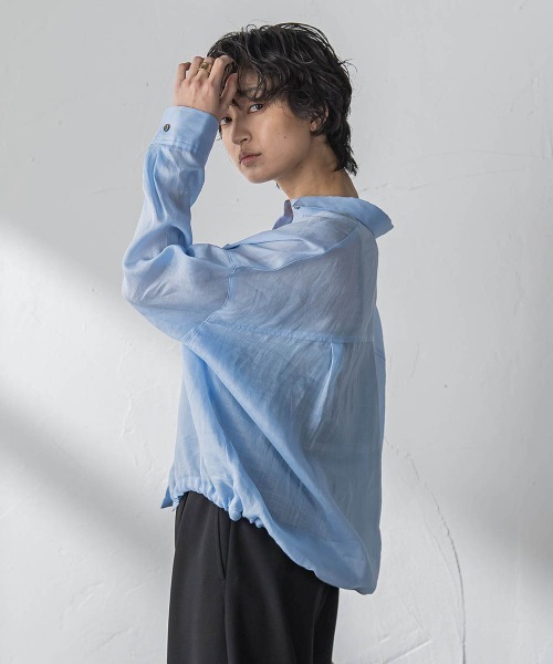 MAYSON GREY(メイソングレイ)の「ラスターラミーカルゼバックドロストヘムシャツ(シャツ/ブラウス・レディース・ブラウン/ホワイト/オレンジ/ブルー・M)」の6枚目の写真