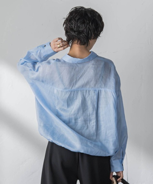MAYSON GREY(メイソングレイ)の「ラスターラミーカルゼバックドロストヘムシャツ(シャツ/ブラウス・レディース・ブラウン/ホワイト/オレンジ/ブルー・M)」の7枚目の写真