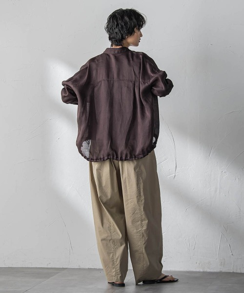 MAYSON GREY(メイソングレイ)の「ラスターラミーカルゼバックドロストヘムシャツ(シャツ/ブラウス・レディース・ブラウン/ホワイト/オレンジ/ブルー・M)」の14枚目の写真