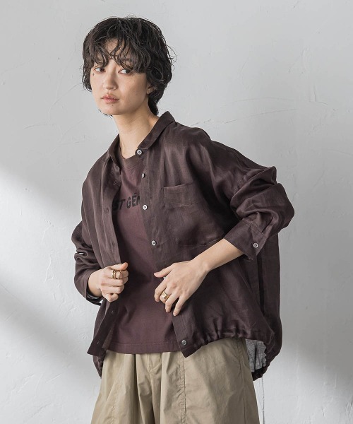 MAYSON GREY(メイソングレイ)の「ラスターラミーカルゼバックドロストヘムシャツ(シャツ/ブラウス・レディース・ブラウン/ホワイト/オレンジ/ブルー・M)」の13枚目の写真