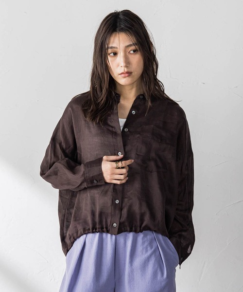 MAYSON GREY(メイソングレイ)の「ラスターラミーカルゼバックドロストヘムシャツ(シャツ/ブラウス・レディース・ブラウン/ホワイト/オレンジ/ブルー・M)」の18枚目の写真