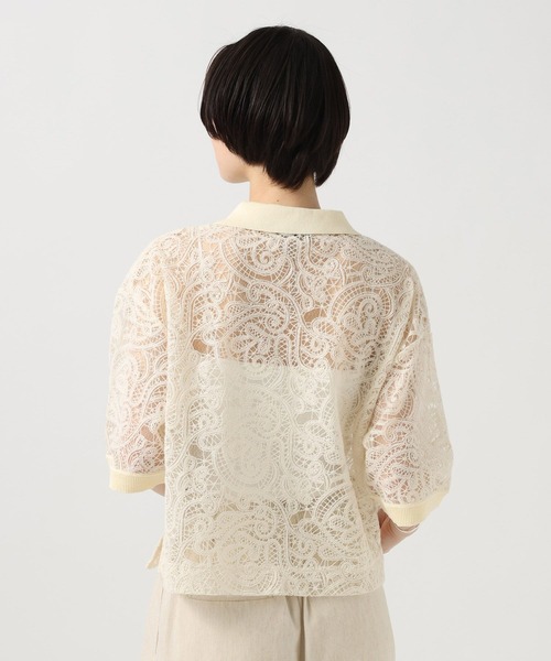 BAYFLOW(ベイフロー)の「ニットコンビ刺繍半袖シャツ(シャツ/ブラウス・レディース・ブラウン/オフホワイト・FREE)」の4枚目の写真