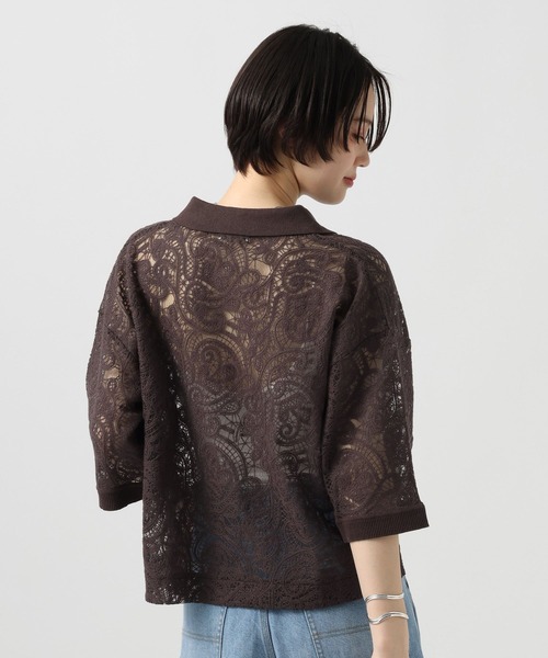 BAYFLOW(ベイフロー)の「ニットコンビ刺繍半袖シャツ(シャツ/ブラウス・レディース・ブラウン/オフホワイト・FREE)」の10枚目の写真