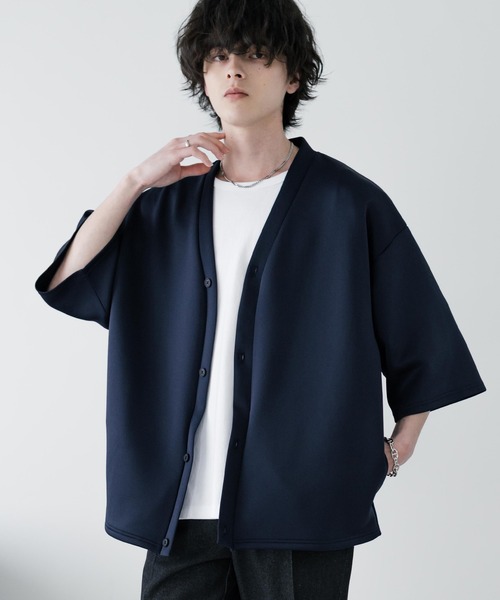 Rocky Monroe(ロッキーモンロー)の「接触冷感 オーバーサイズダンボール半端丈カーディガン(カーディガン/ボレロ・メンズ・グレー/ブラック/ブルーグレー/ネイビー/チャコール・XL/M/L)」の5枚目の写真