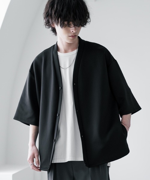 Rocky Monroe(ロッキーモンロー)の「接触冷感 オーバーサイズダンボール半端丈カーディガン(カーディガン/ボレロ・メンズ・グレー/ブラック/ブルーグレー/ネイビー/チャコール・XL/M/L)」の6枚目の写真