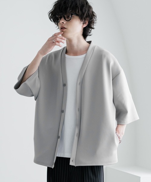 Rocky Monroe(ロッキーモンロー)の「接触冷感 オーバーサイズダンボール半端丈カーディガン(カーディガン/ボレロ・メンズ・グレー/ブラック/ブルーグレー/ネイビー/チャコール・XL/M/L)」の15枚目の写真
