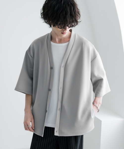 Rocky Monroe(ロッキーモンロー)の「接触冷感 オーバーサイズダンボール半端丈カーディガン(カーディガン/ボレロ・メンズ・グレー/ブラック/ブルーグレー/ネイビー/チャコール・XL/M/L)」の16枚目の写真
