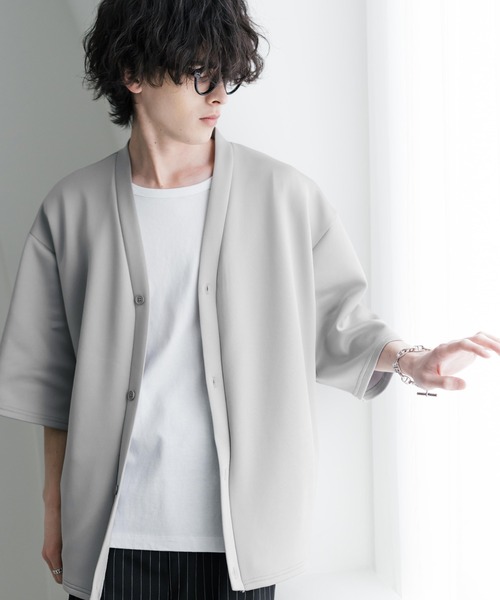 Rocky Monroe(ロッキーモンロー)の「接触冷感 オーバーサイズダンボール半端丈カーディガン(カーディガン/ボレロ・メンズ・グレー/ブラック/ブルーグレー/ネイビー/チャコール・XL/M/L)」の20枚目の写真