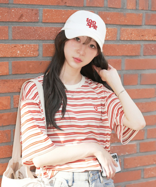 MASMARULEZ APPAREL(マスマルールズ アパレル)の「Cool Airy Stripe T-Shirt_Pink(Tシャツ/カットソー・レディース・PINK・ONE SIZE)」の2枚目の写真