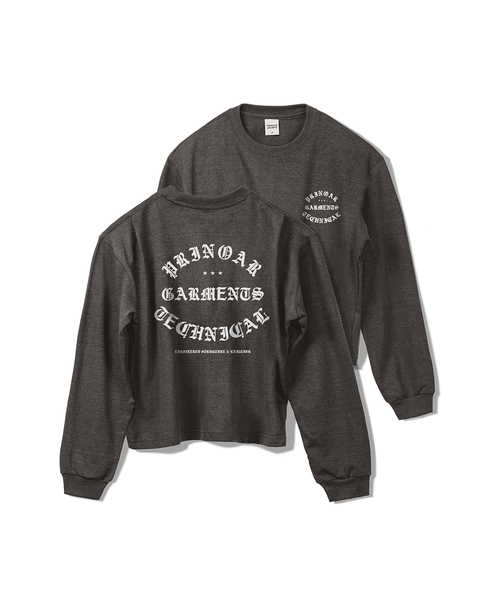 PRINOAR(プリノア)の「ガーメンツセミクロップ長袖Tシャツ - チャコール(Tシャツ/カットソー・レディース・チャコール・SMALL/MEDIUM/LARGE)」の1枚目の写真