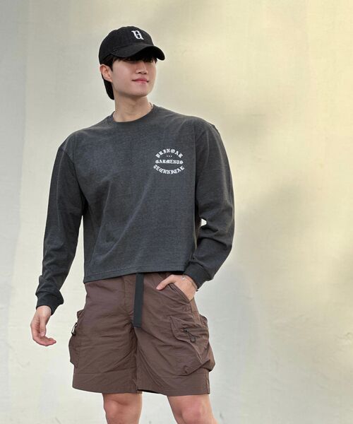 PRINOAR(プリノア)の「ガーメンツセミクロップ長袖Tシャツ - チャコール(Tシャツ/カットソー・レディース・チャコール・SMALL/MEDIUM/LARGE)」の13枚目の写真