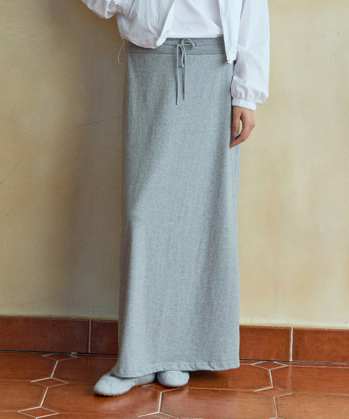 WEDNESDAYOASISFORWOMEN（ウェンズデー オアシス フォー ウーマン）の「シルケットベーシックロングスカート_MELANGE GRAY(WB6SK03)（スカート・レディース・ライトグレー・FREE）」の3枚目の写真