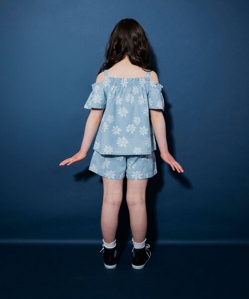 EDWIN（エドウィン）の「【Ou? by EDWIN】デニムフレアショートパンツ（デニムパンツ・キッズ・サックスブルー/ブルー・150/120/100/90/130/110/140）」の8枚目の写真