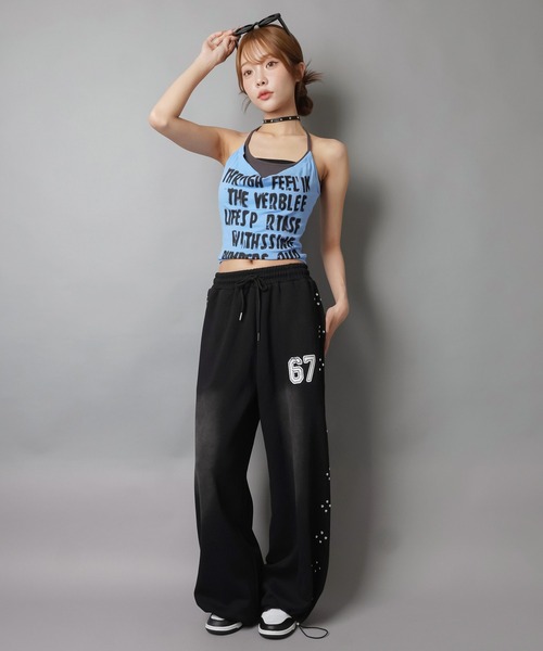 SPINNS（スピンズ）の「裏毛スウェットパンツ/スタッズ67/バディガール（スウェットパンツ・レディース・ブラック/杢グレー・ONESIZE）」の10枚目の写真