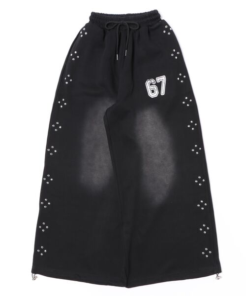 SPINNS（スピンズ）の「裏毛スウェットパンツ/スタッズ67/バディガール（スウェットパンツ・レディース・ブラック/杢グレー・ONESIZE）」の5枚目の写真