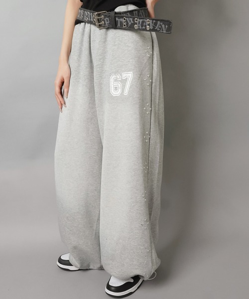 SPINNS（スピンズ）の「裏毛スウェットパンツ/スタッズ67/バディガール（スウェットパンツ・レディース・ブラック/杢グレー・ONESIZE）」の13枚目の写真