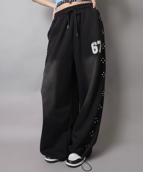 SPINNS（スピンズ）の「裏毛スウェットパンツ/スタッズ67/バディガール（スウェットパンツ・レディース・ブラック/杢グレー・ONESIZE）」の21枚目の写真
