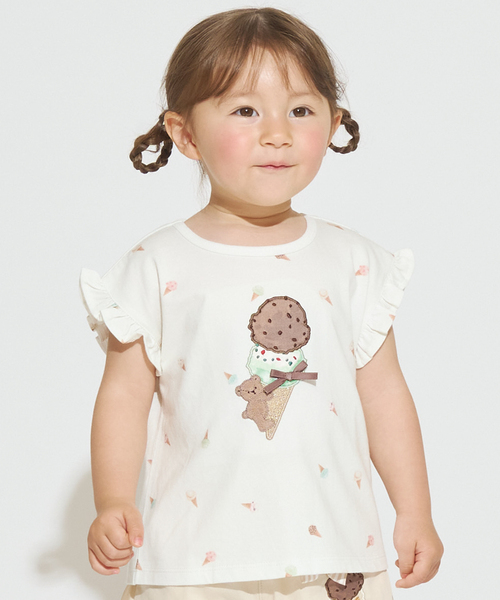 petit main(プティマイン)の「【サーティワン アイスクリーム】【冷感】グラフィック半袖Tシャツ(Tシャツ/カットソー・キッズ・カラフル/オフホワイト/ライトブルー/ライトピンク・90cm/110cm/130cm/120cm/100cm)」の4枚目の写真