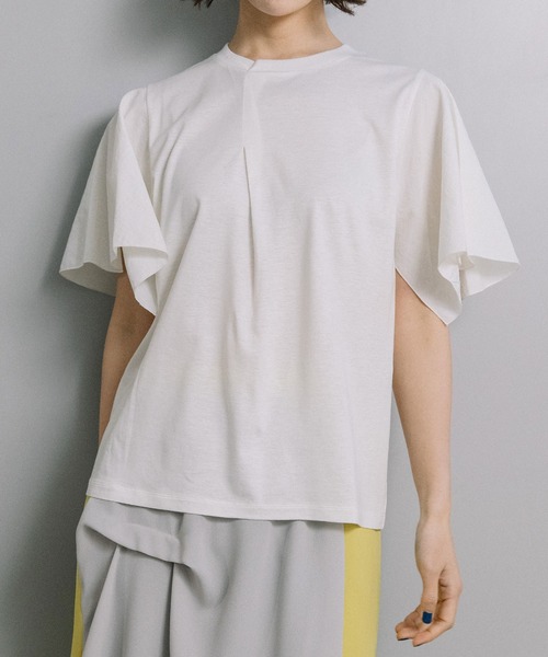MARECHAL TERRE(マルシャルテル)の「【接触冷感/撥水加工/花粉防止】フロントタックTシャツ(Tシャツ/カットソー・レディース・ブラック/オフホワイト/チャコールグレー/グリーン・MEDIUM)」の1枚目の写真