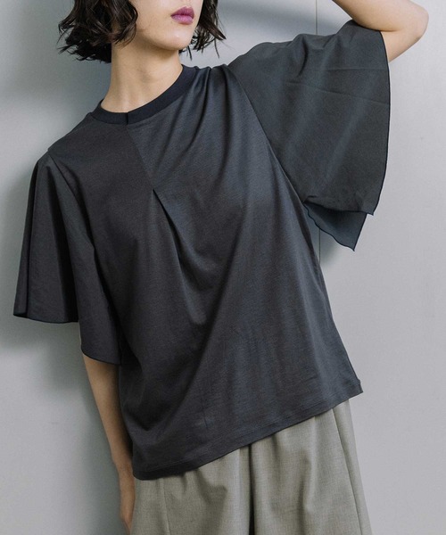 MARECHAL TERRE(マルシャルテル)の「【接触冷感/撥水加工/花粉防止】フロントタックTシャツ(Tシャツ/カットソー・レディース・ブラック/オフホワイト/チャコールグレー/グリーン・MEDIUM)」の22枚目の写真
