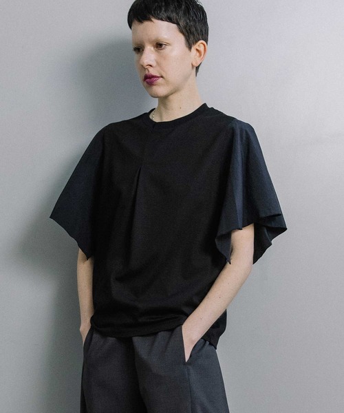 MARECHAL TERRE(マルシャルテル)の「【接触冷感/撥水加工/花粉防止】フロントタックTシャツ(Tシャツ/カットソー・レディース・ブラック/オフホワイト/チャコールグレー/グリーン・MEDIUM)」の15枚目の写真