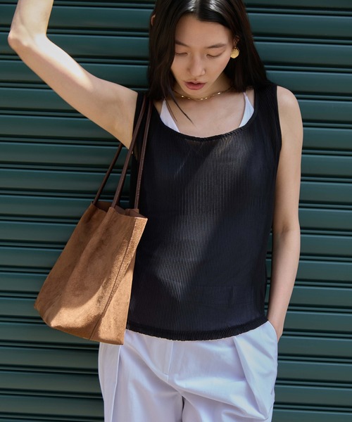 kiehtova（キエトヴァ）の「【kiehtova】SOFT PLEATS SHEER TANK/ソフトプリーツシアータンク KTWR64（タンクトップ・レディース・ブラック/ライトブルー/ピンク・FREE）」の4枚目の写真
