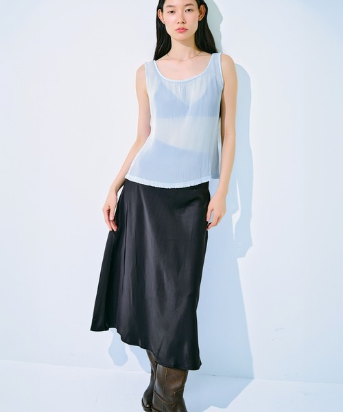 kiehtova（キエトヴァ）の「【kiehtova】SOFT PLEATS SHEER TANK/ソフトプリーツシアータンク KTWR64（タンクトップ・レディース・ブラック/ライトブルー/ピンク・FREE）」の11枚目の写真