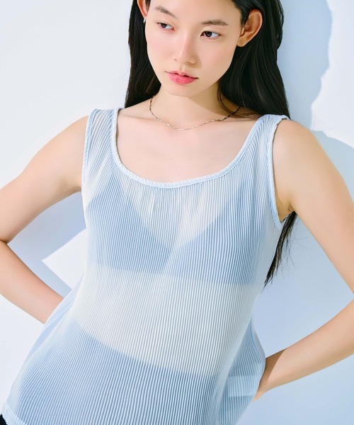 kiehtova（キエトヴァ）の「【kiehtova】SOFT PLEATS SHEER TANK/ソフトプリーツシアータンク KTWR64（タンクトップ・レディース・ブラック/ライトブルー/ピンク・FREE）」の10枚目の写真