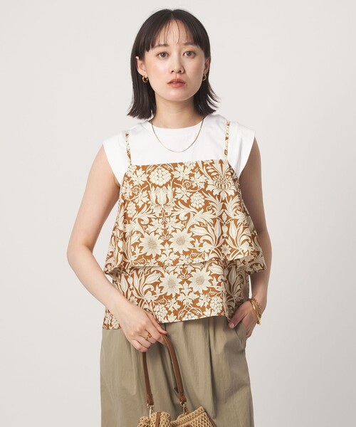 green label relaxing(グリーンレーベルリラクシング)の「リバティプリント キャミソール(キャミソール・レディース・ダークブラウン/ベージュ・FREE)」の1枚目の写真