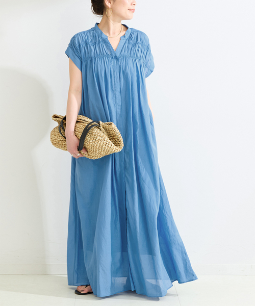 B.C STOCK(ベーセーストック)の「《S/Mサイズ展開》手洗い可 / ボイルタックワンピース(ワンピース・レディース・サックスブルー/イエロー/レッド/ブラウン/ブラック系その他/ブラック・SMALL/MEDIUM)」の4枚目の写真