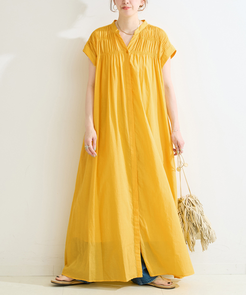 B.C STOCK(ベーセーストック)の「《S/Mサイズ展開》手洗い可 / ボイルタックワンピース(ワンピース・レディース・サックスブルー/イエロー/レッド/ブラウン/ブラック系その他/ブラック・SMALL/MEDIUM)」の5枚目の写真
