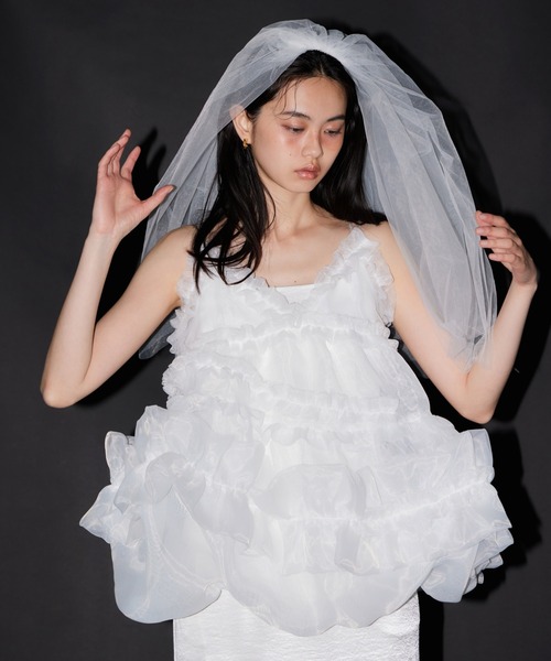 ANDRESD(アンドレスド)の「オーガンザフリルバルーンキャミ / Organza Frill Balloon Cami(ドレス・レディース・ホワイト/ブラック・S/M)」の2枚目の写真