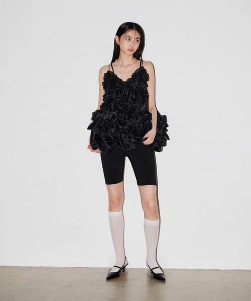 ANDRESD(アンドレスド)の「オーガンザフリルバルーンキャミ / Organza Frill Balloon Cami(ドレス・レディース・ホワイト/ブラック・S/M)」の1枚目の写真