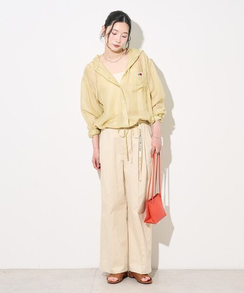 FREAK'S STORE(フリークスストア)の「<新色追加>FRUIT OF THE LOOM × FREAK'S STORE/フルーツオブザルーム 別注 シアー ストライプ フードシャツ(シャツ/ブラウス・レディース・オフホワイト/レモンイエロー/ブルー/ブラウン/ブラック・フリ-)」の18枚目の写真
